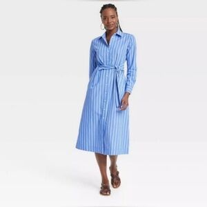 Universal Thread Blue and White Long Sleeve Dress
